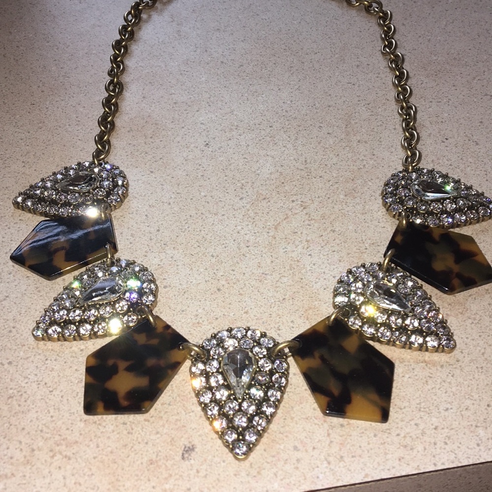 J. Crew Tortoise and crystal statement necklace